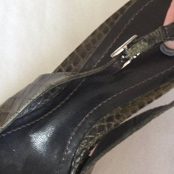 Ann Taylor Leather Faux Croc Slingback’s! Green 8! - Picture 9 of 16